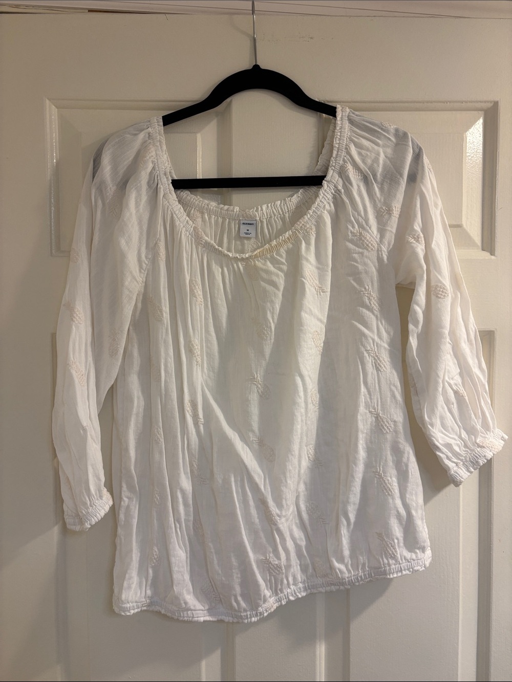 Old Navy White Embroidered Peasant Blouse